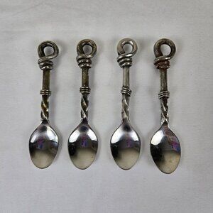 Set of 4 Stainless Steel Small Size Spoons Appetizers Desserts Condiments